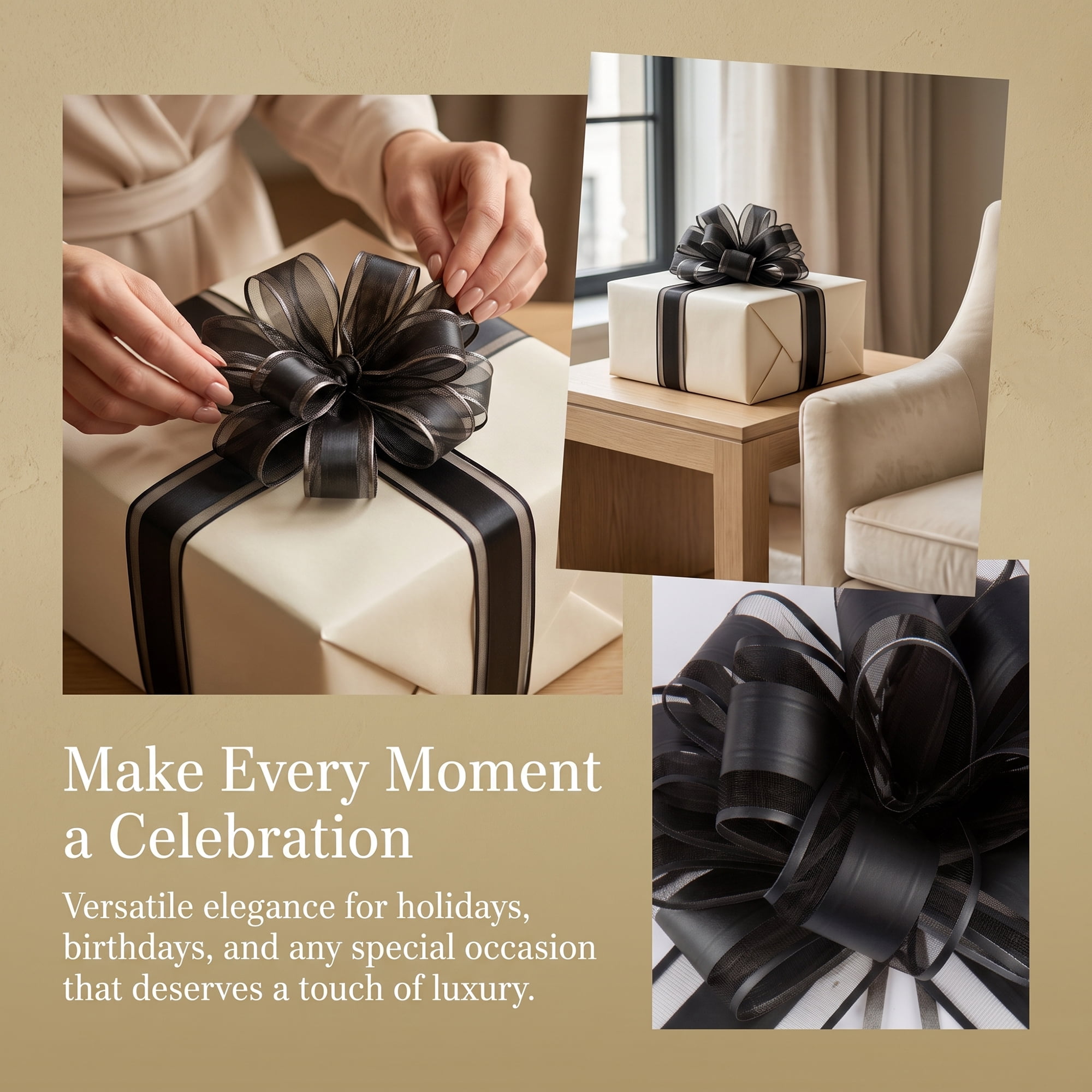 Unique Bargains Elegant Multi-Layered Star Bows for Gift Wrapping and Decoration Black