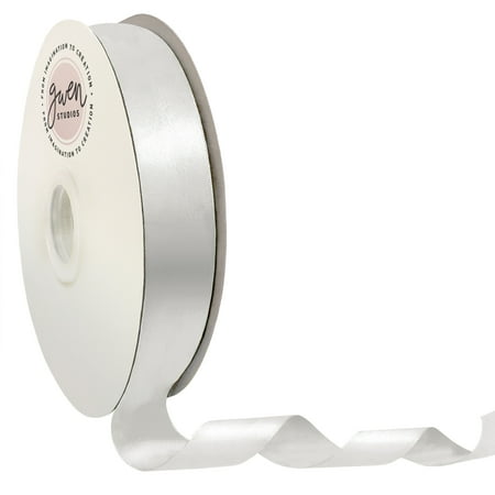 UPC: 0810056348069 | White Double Faced Satin Ribbon for Wedding and Crafts  1.5  x 50 Yards by Gwen Studios