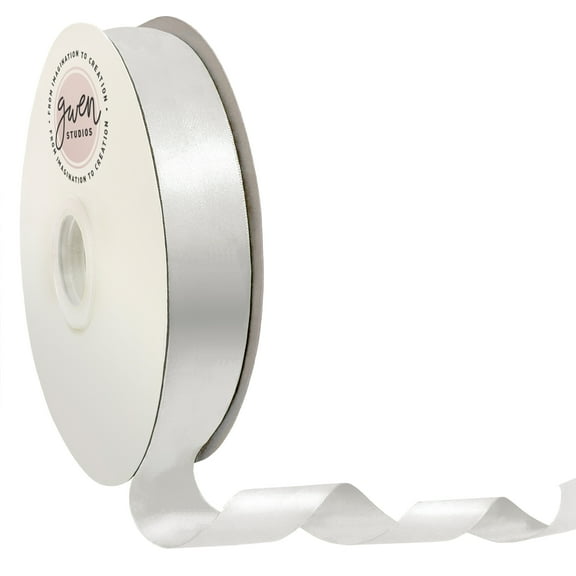 White Single Face Satin Ribbon, 1.5" x 50 Yards by Gwen Studios