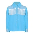 thumbnail image 3 of TiaoBug Kids Western Cowboy Shirts Fringe Tassels Sequin Cowgirl Tops Long Sleeve Blouse Button Down Coat Blue 16, 3 of 5