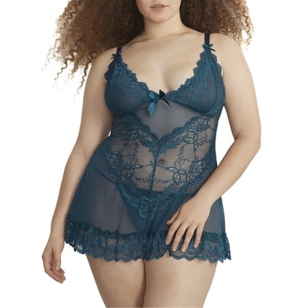 Oh La La Cheri REFLECTING POND Plus Size Valentine Lace Babydoll Set  US 3X/4X