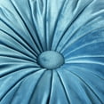 HIG Set of 2 Pumpkin Pleated Round Throw Pillows, Soft Velvet, Dusty Blue, 14.5" Diameter