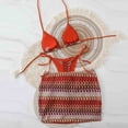 thumbnail image 6 of ClodeEU Women's Striped Tie Front Three Piece Bikini Set ,Casual Vacation Beach Swimsuit Red,Womens Plus L, 6 of 7