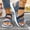 Blue, variant on Women's Wide Width Flat Sandals, Breathable Fabric & Faux Leather Open Toe Shoes with Adjustable Straps, Comfortable Soft Sole Walking Shoes for Summer, Beach, Daily Wear - Black/Beige/Blue
