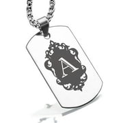 COMFORT ZONE STUDIOS Stainless Steel Alphabet Letter A initial Dog Tag Pendant Necklace