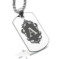Stainless Steel Alphabet Letter A initial Dog Tag Pendant Necklace
