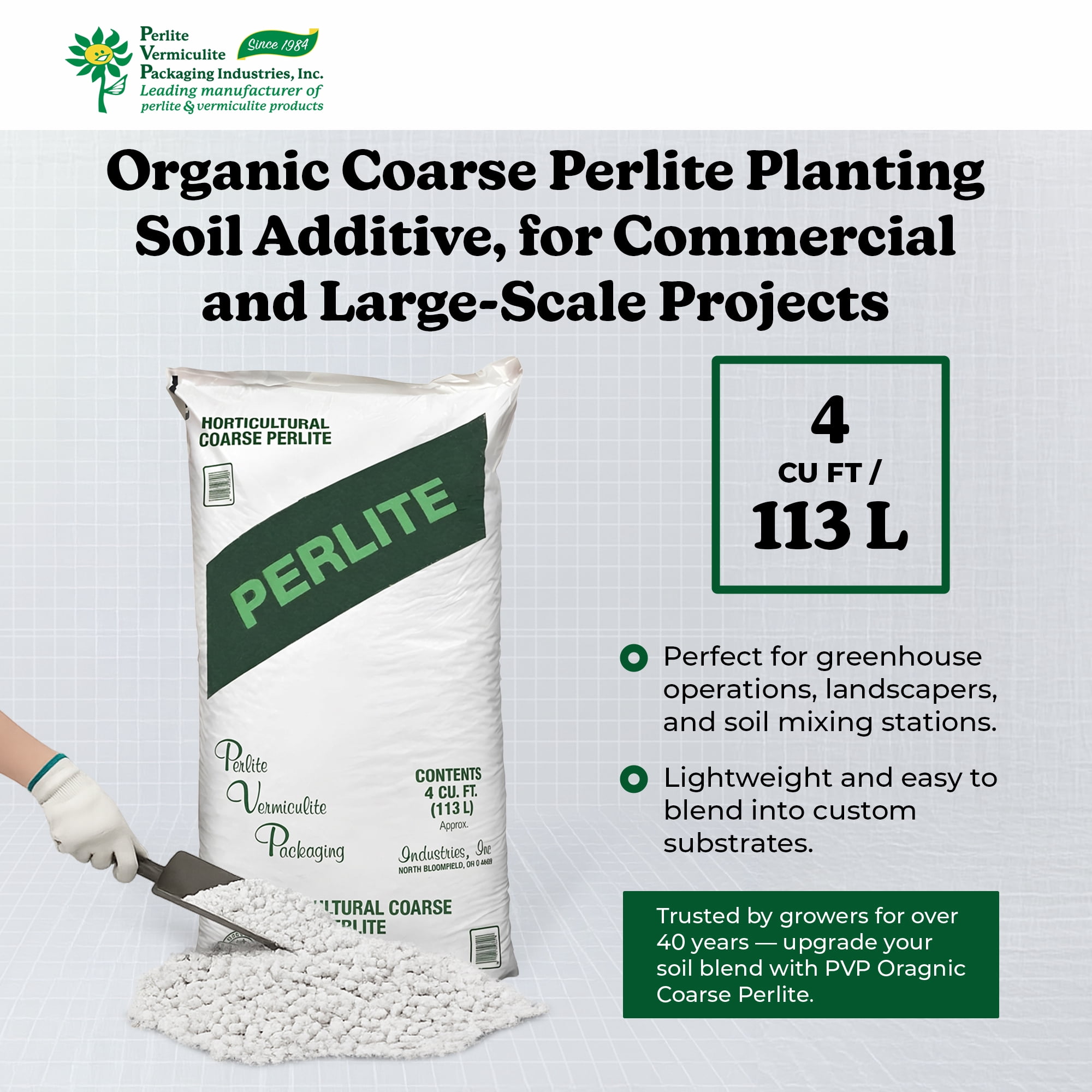 PVP Industries Organic Coarse Perlite for Garden Planting and Soil Mix, 120 Qt, 4 Cu Ft