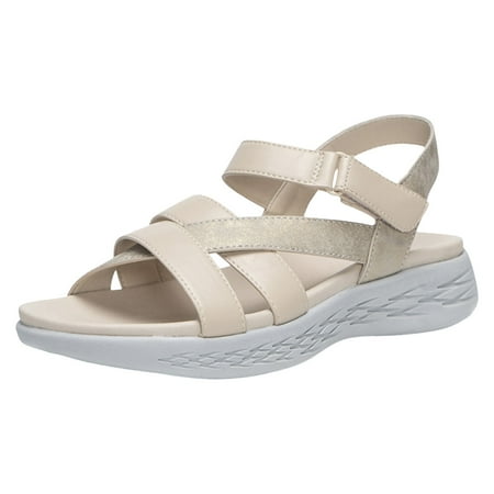 

PEASKJP Womens Sandals Wide Width Women s Slingback Sling Back Sandals (Beige 8)