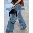 thumbnail image 3 of Womens Denim Sexy Straight Leg Jeans With Pockets And Floral Print Fashionable Casual Wear For Women Stylish Comfortable Denim Trousers Perfect For Every Occasion, 3 of 5