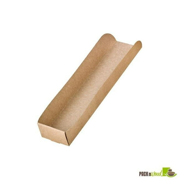 Packnwood 210DOGKR Kraft Hot Dog Tray - 9.75 x 2.1 x 2.1 in.