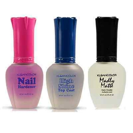 - LWS LA Wholesale Store 3 Kleancolor Nail Polish Treatment Hardner High Shine Madly Matte Clear Set Lot