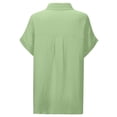 thumbnail image 7 of KIHOUT Women's Crinkle Gauze Button-Down Shirt Short Sleeve Rolled Cuff Split Hem Casual Cotton Blouse, 7 of 7