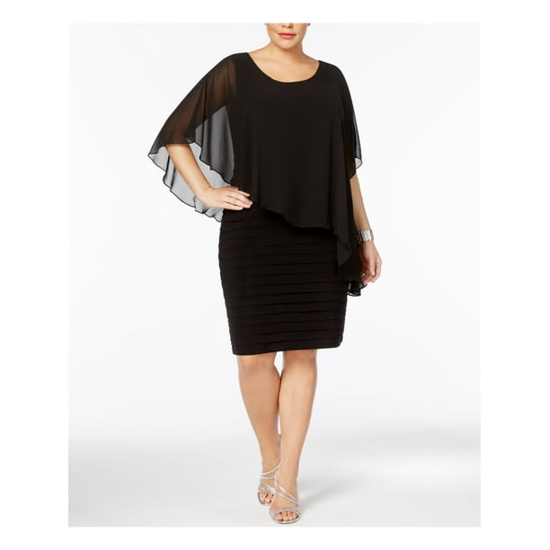 betsy and adam chiffon cape gown