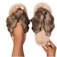 thumbnail image 5 of uublik Sleepers Womens Fuzzy Slippers Memory Foam Open-Toe Slippers Soft Fleece Indoor Shoes Indoor/Outdoor Slippers, Khaki, 5 of 7