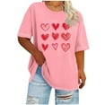 thumbnail image 1 of Nuoqisi Women's Heart Print Day Plus Size Round Neck Short Sleeve Spring/Summer Base Layer T-Shirt, 1 of 4