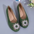 thumbnail image 5 of Shallow Cut Rhinestone Comfortable Women's Casual & Dress Shoes Daily Wear Spring Summer Plus Size Office Work Green 7, 5 of 9