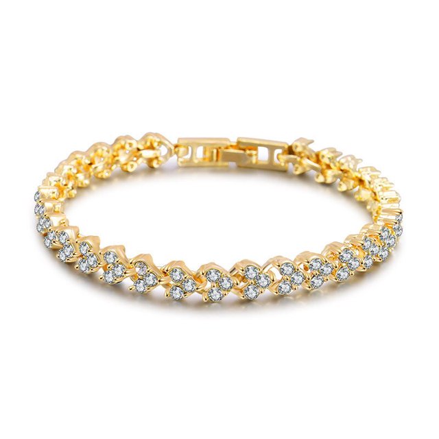 Pulsera de cristal romano de lujo para mujer, pulseras de cadena de corazón, brazalete de diamantes de imitación, accesorios de joyería nupcial de boda, regalos de moda Fivean unisex