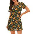 thumbnail image 1 of Easygdp Forest Squirrel Camisón de manga corta para mujer, informal, estampado, 1 of 6