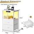 thumbnail image 2 of Nightstand with Charging Station and LED Lights, Small Night Stand for Bedroom with Fabric Drawer and Storage Shelf, End Table with Waterproof Top, Easy Assembly, White, 2 of 12