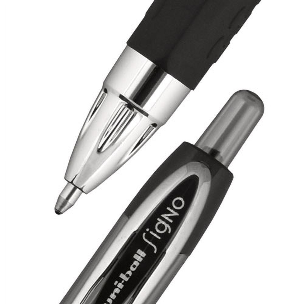 uni-ball Signo 207 Gel Pen, Retractable, Bold 1 mm, Black Ink, Translucent Black Barrel, Dozen (1790895)