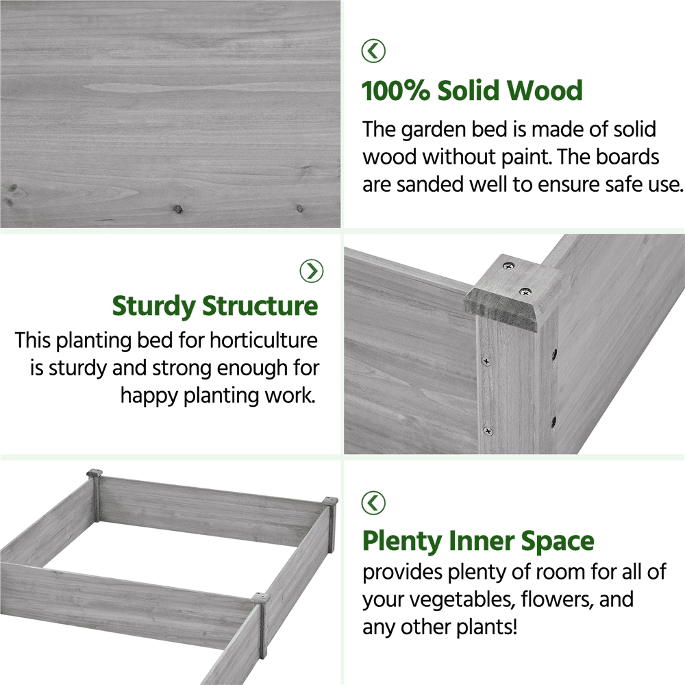 Yaheetech Wooden Raised Garden Bed Planter,Gray