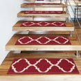 thumbnail image 4 of Ottomanson Non-Slip Rubberback Trellis 8.5" x 26" Indoor Stair Treads, 7 Pack, Red/White, 4 of 9