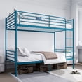 thumbnail image 2 of Jopath Twin over Twin Bunk Bed,Heavy Duty Metal Bed Frame with Ladder and Full-Length Guardrail,Noise Free, Easy Assemble,Able to Split 2 Bed,Blue, 2 of 8