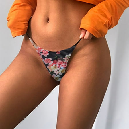 

Fengqque Women s Sexy Lingerie Thin Strap Thong Low-Waist Bikini T-Shaped Underwear