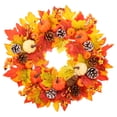 thumbnail image 1 of Couronne de Jour d'Action de Grâce Simulation Couronne de Feuilles d'Érable Citrouille Chandelier Couronne, 1 of 8