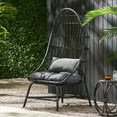 thumbnail image 2 of GDF Studio Cortina Outdoor Wicker Basket Chair with Cushion, Dark Gray and Gray, 2 of 9