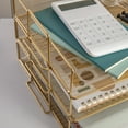 thumbnail image 6 of Martha Stewart Ryder 3 Tier Gold Desk Letter Tray Organizer, Stackable Steel Mesh Inbox Tray for Files, Papers, or Letters, 6 of 11