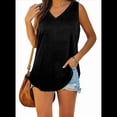 thumbnail image 1 of Camisetas Sin Mangas con Cuello en V para Mujer, Color Negro, Talla M, 1 of 6