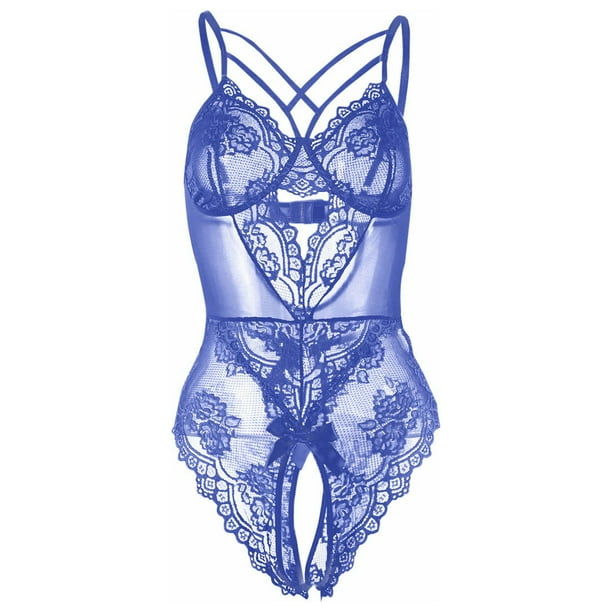 Tnhcen Erotic Chemise Lingerie V-Neck Halter Sexy Lingerie Bodysuit Lace  Open Gear one-Piece Skeleton Pajamas Set Lace Underwear for Women Girls  Underwear Blue - Walmart.ca