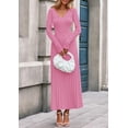 thumbnail image 4 of Vestido de Mujer PRETTYGARDEN de Punto Acanalado con Escote en V Maxi Rosa S, 4 of 8