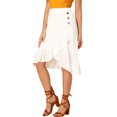 thumbnail image 4 of INSPIRE CHIC Women's Casual Ruffle Hem Asymmetrical High Elastic Waist Wrap Skirt, 4 of 6
