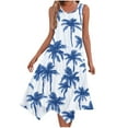 thumbnail image 1 of Una Línea Vestidos de Verano para las Mujeres 2025 Impresión Bolsillos Vestido de Camiseta, Cuello Redondo Vestido de Playa sin Mangas, 1 of 7