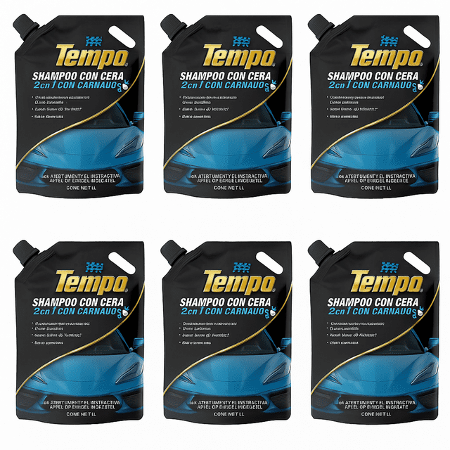 6 Shampoo con Cera para Auto Tempo 1 Litro con Brillo