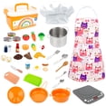 thumbnail image 1 of Olla Juego de cocina para niños de 38 piezas, juguetes de cocina para niños, juego de cocina con estuche de almacenamiento, juego de ollas y sartenes, delantal y sombrero de chef para cortar verduras Abanopi Olla, 1 of 5