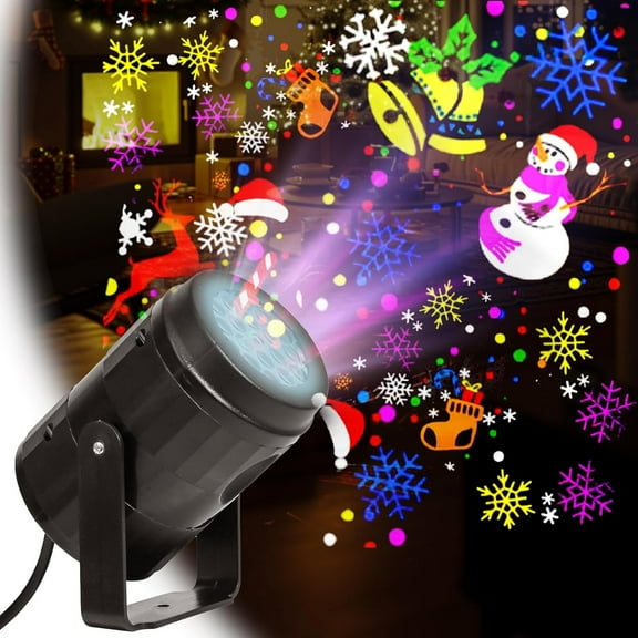 Christmas Led Projector Light Rotating Projection Lamp For Holiday Xmas Halloween Party With US Plug and 6 Cards (Black)