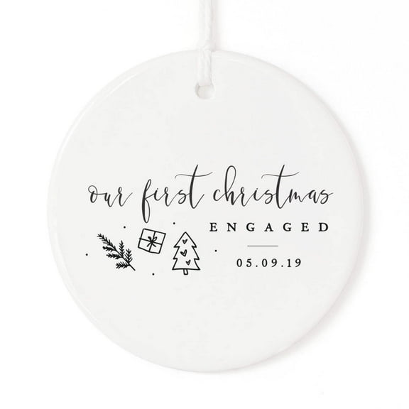 Our First Christmas Engaged with Date Christmas Ornament