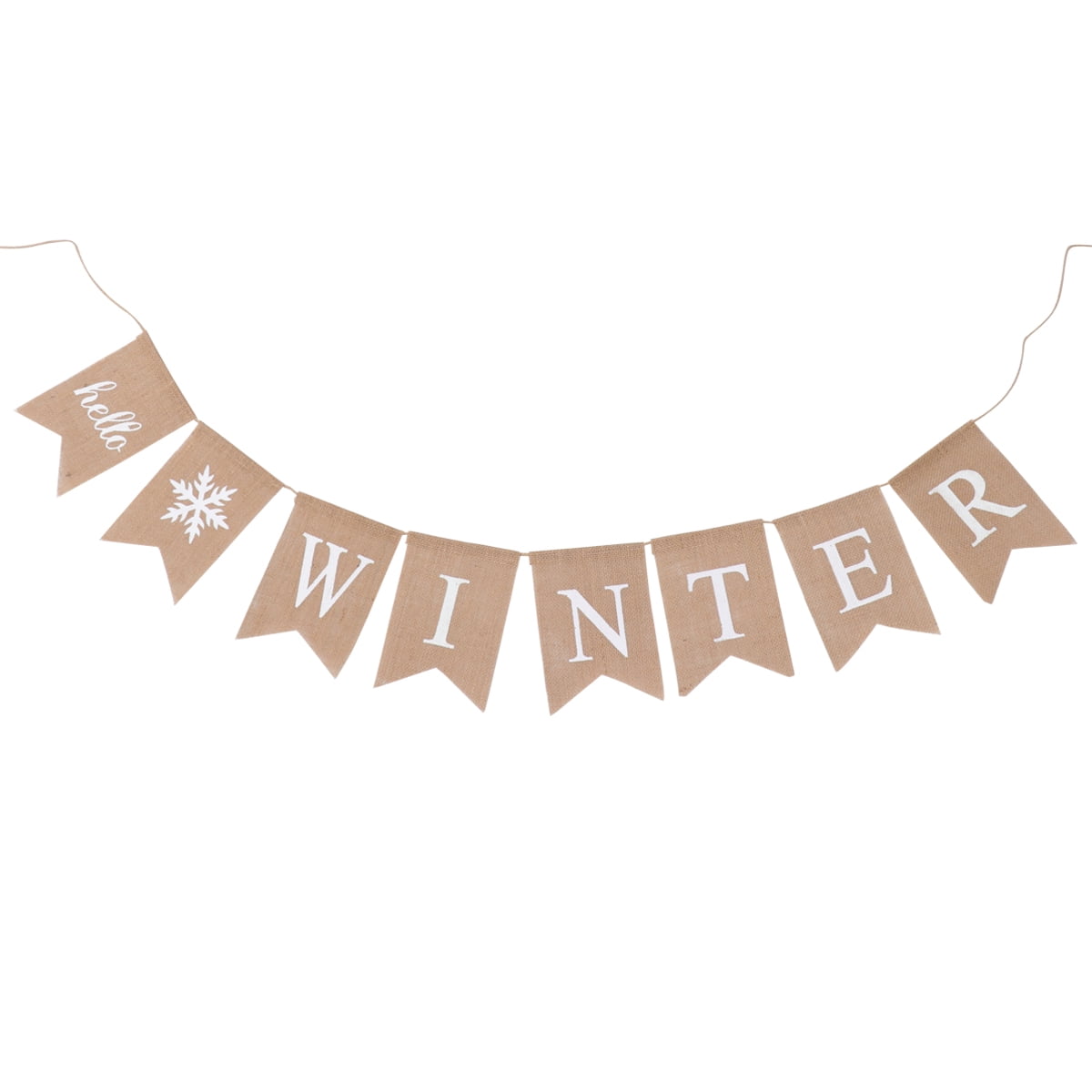Winter Theme Burlap Banner Creative Letter Printing Swallowtail Garland 