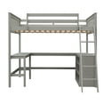 thumbnail image 3 of imerelez Full size Loft Bed with Shelves and Desk, Wooden Loft Bed with Desk - Gray, 3 of 9