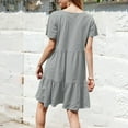 thumbnail image 3 of Xyxonk Dresses for Women Short Sleeve Flowy Swing Dress 2025 Trendy Solid Color Crewneck Beach Vocation Dresses Light Gray XL, 3 of 4