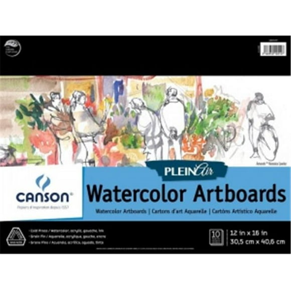 Canson C400061699 12 x 16 in. Plein Air Watercolor Artboard Pad - Glue Bound