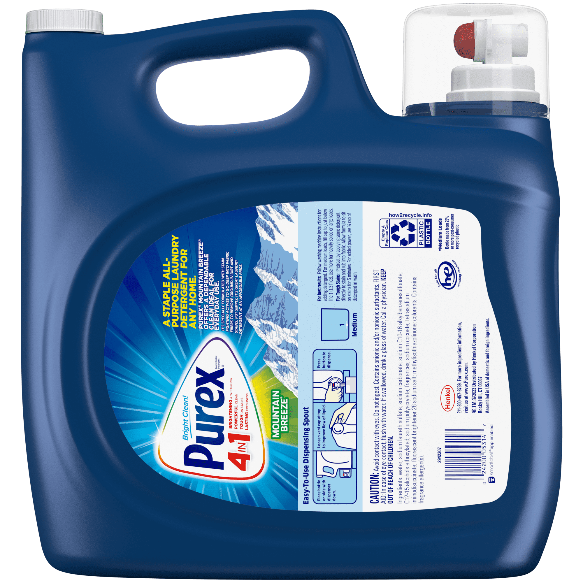 Purex Liquid Laundry Detergent, Mountain Breeze, 250 Fluid Ounces, 192 Loads