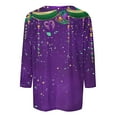 thumbnail image 4 of YUGYXL Trendy Mardi Gras 3/4 Sleeve Tshirt for Women Casual Party Mask Graphic Comfy Blouse Summer Crew Neck Lightweight Tunic Tees Carnival Clothes Sales, 4 of 5