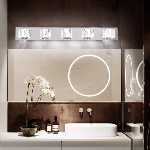 JESTOP Dimmable Bathroom Vanity Light - Crystal Modern Vanity Lights for Bathroom