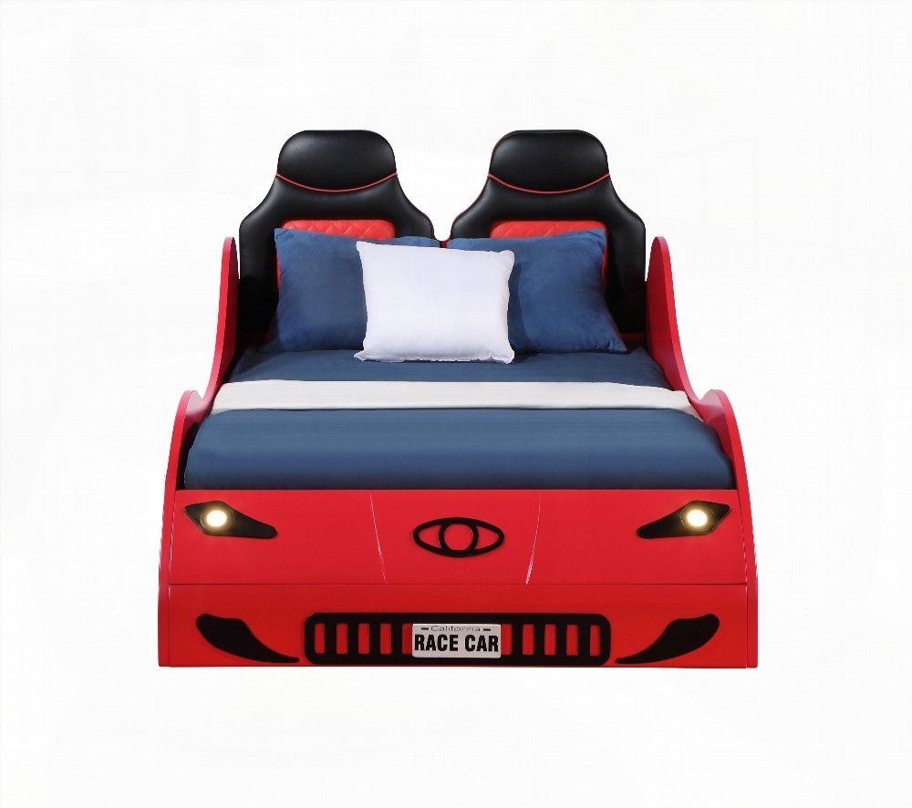 Twin Car Bed in Red Finish by Colen - Features Car Seat Headboard & LED Lights