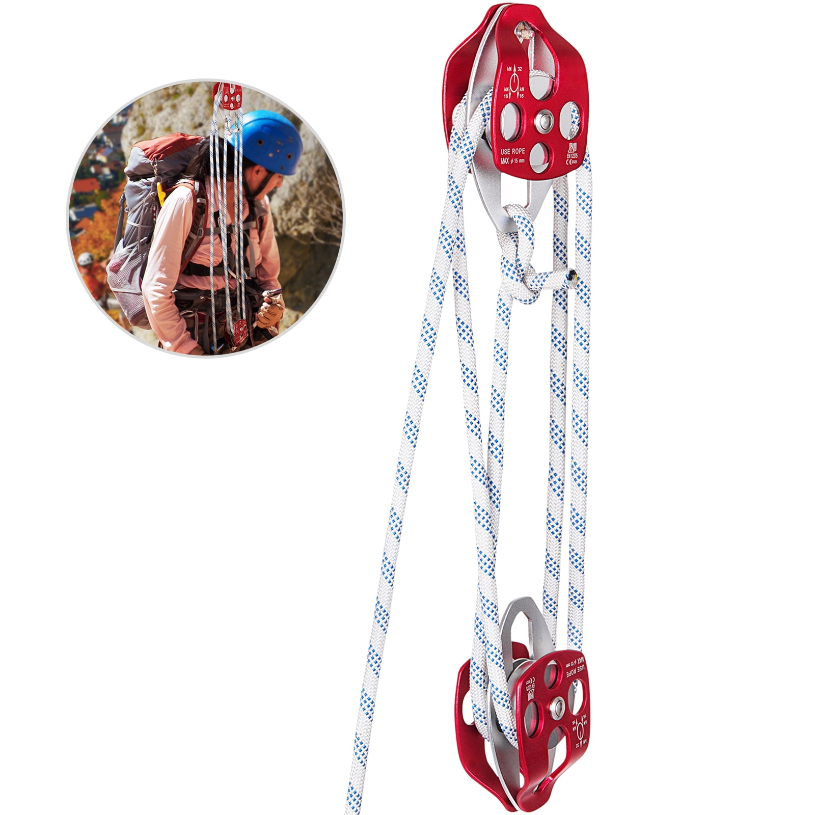 Poly Rope Hoist Pulley Wheel Block and Tackle Rigging Engine Lift Tool 400 LBS 