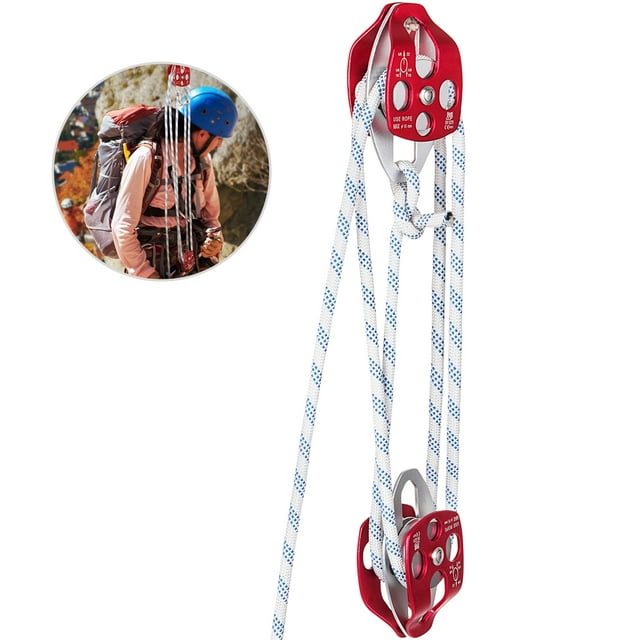 VEVOR Twin Sheave Block and Tackle 1/2" x 200Ft Twin Sheave Block with Braid Rope 30-35KN 6600-7705LBS Double Pulley Rigging